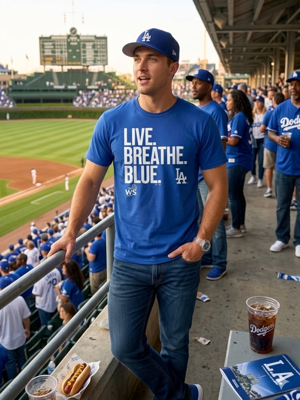 Fanatics LA Dodgers 2024 World Series "Live Breathe Blue" Tee 2XL - Picture 1 of 6